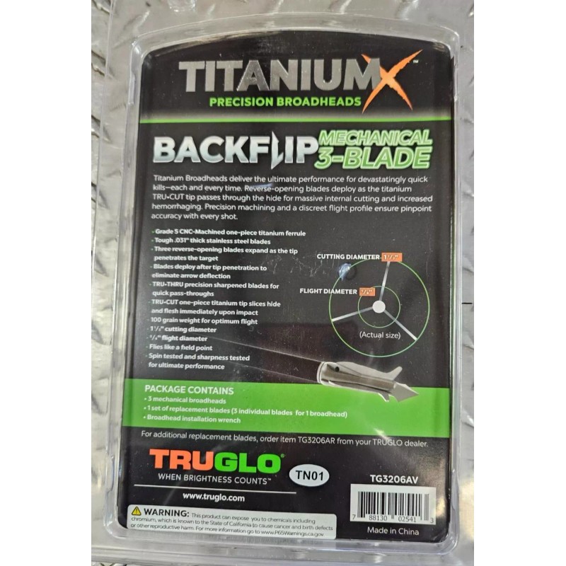 TruGlo - Titanium Mechanical Broadhead - 3 Blade - 100gr