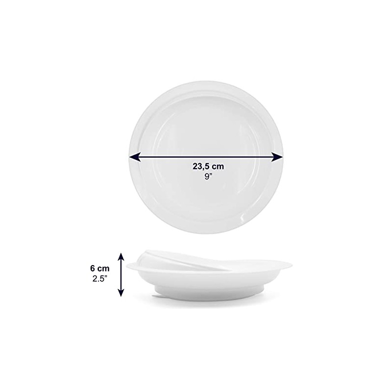 KMINA Non Slip Plate for Disabled, Eating Aid with Suction