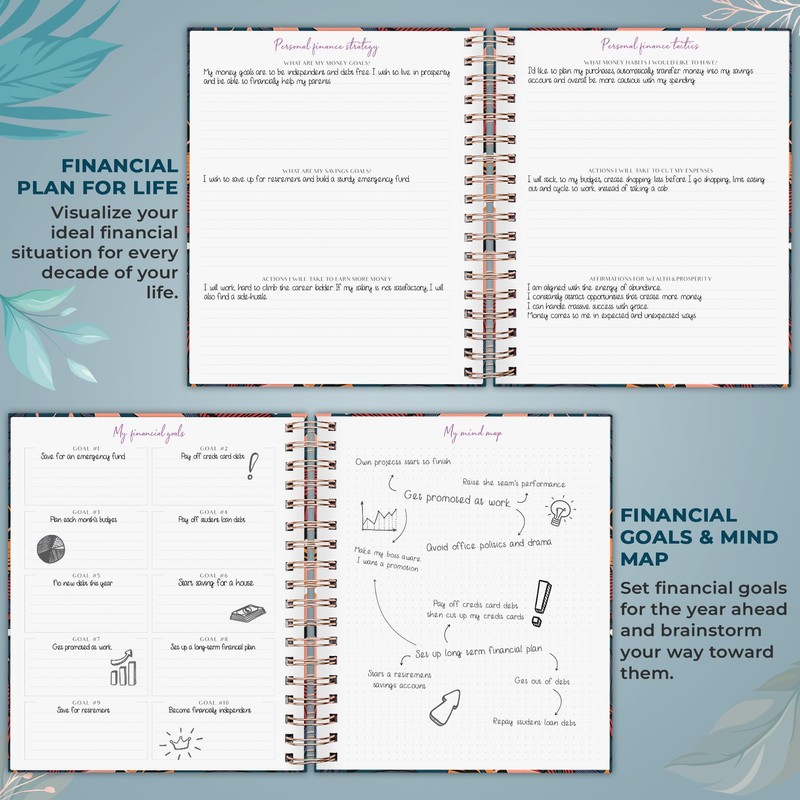 PLANBERRY Large Budget Planner & Monthly Bill Organizer with Pockets