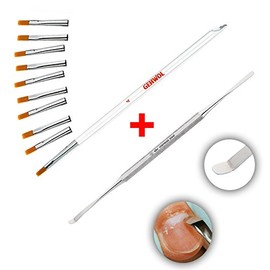 GEHWOL Kosmetex Gel Brush Size 4 with 9 Replacement Heads Double Gel Spatula 16 cm for Gel Modelling Set 1