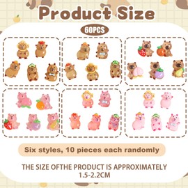 QXCFTW Mini Resin Capybara, Capybara Stuff, 60PCS, for Fairy Gardens, DIY Crafts, Home Decor, 2.5cm Cute Waterproof Miniature Models