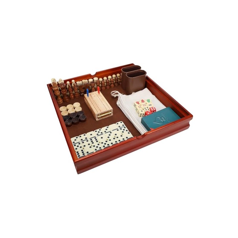 WE Games Juego combinado de madera 7 en 1 ajedrez,