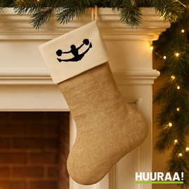 Huuraa Weihnachtsstrumpf Cheerleader Silhouette Geschenk Beige Jute Cheerleader Geschenkidee