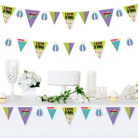 Big Dot of Happiness 90’s Throwback - DIY 1990s Party Pennant Garland Decoration - Triangle Banner - 30 Pieces
