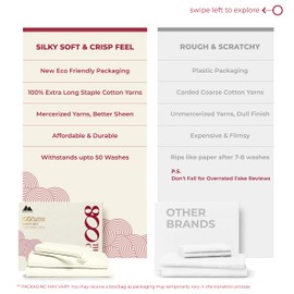 Mayfair Linen 100% Egyptian Cotton Split King Sheets Sets for Adjustable Bed - 800 Thread Count 5 PC Top Split King Sheet for Sleep Number Bed, Soft Cooling Sheets, Fits Mattress Upto 18" - Ivory