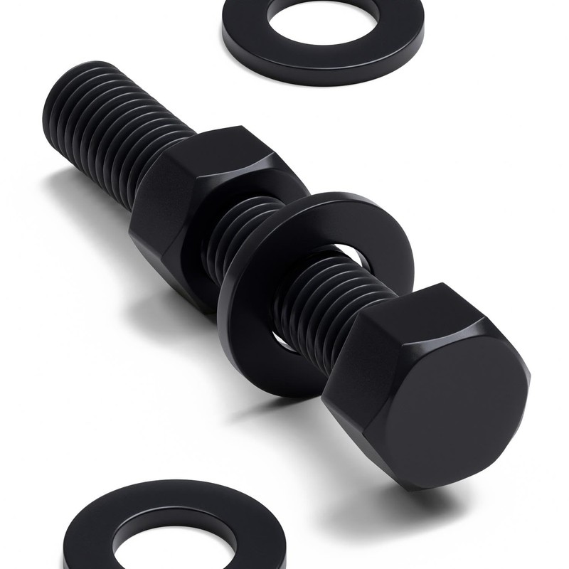 10x Black Polypropylene (PP) Hex Head Bolts M12 x 70