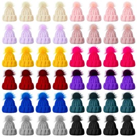 Bencailor 48 Pcs Mini Christmas Knit Hats Doll Crafts Xmas Tiny Small Christmas Knit Hats Tree Ornaments for DIY Accessories (Multicolored)