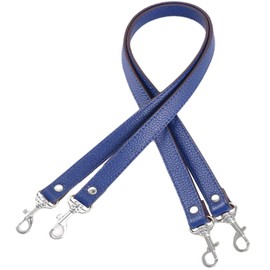 VanEnjoy Par de correas de repuesto de cuero de grano completo para bolsos de mano, 26 pulgadas de largo, 0.71 pulgadas de ancho, Cerradura azul-plata, 26"