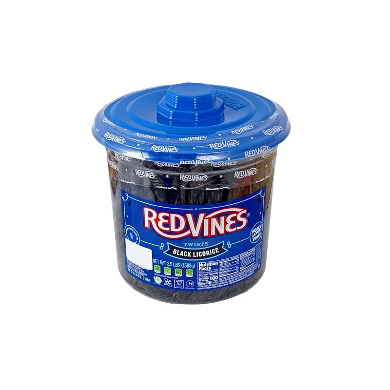 RedVines Licorice Twists, Black Licorice Flavor, 3.5 Pound Resealable Tub,