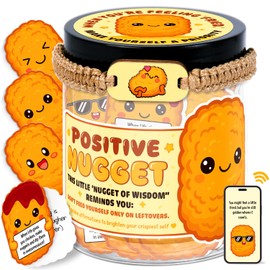 Emotional Support Nuggets - Chicken Nugget Gifts - Funny Gifts For Teens, Coworkers, Friends, Girls, Women - Birthday, Christmas Gift Ideas - 60 Chicken Nugget Affirmation Cards - Positive Nuggets Jar