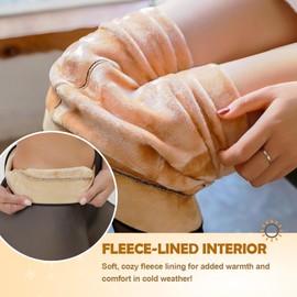 Deftkaze 2 Pack Fleece Lined Tights Women High Waist Winter Thermal Shaping Pantyhose Thick & Warm Fake Translucent Leggings