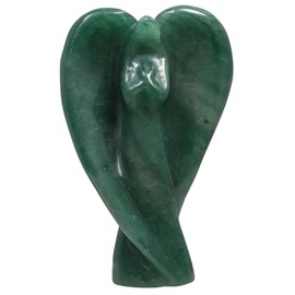 Rockcloud Healing Abstract Angel Crystal Figurine Religious Ornament Madonna Statue Reiki Blessing Amulet Gift for Protection, Green Aventurine