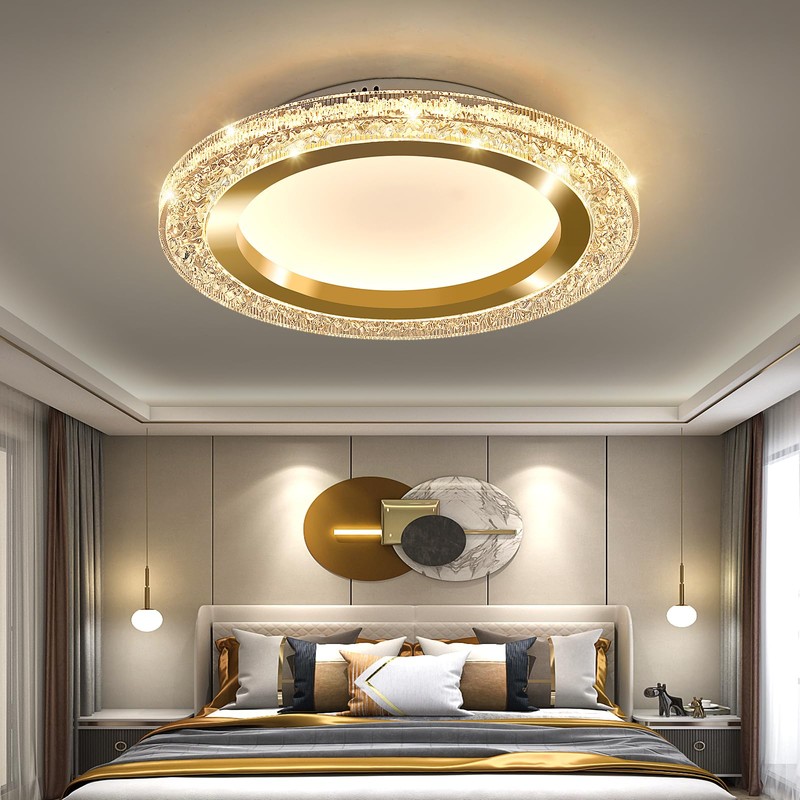 UOFUS 32W Gold LED Flush Mount Ceiling Light 15.7inch Modern