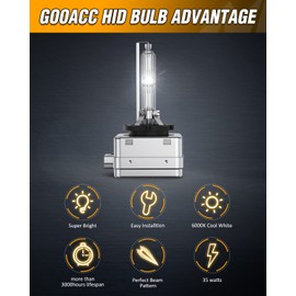 GOOACC D3S - Bombillas HID para faros delanteros, 6000 K, color blanco diamante, haz de luz alta, bombillas de repuesto de xenón, 2 unidades