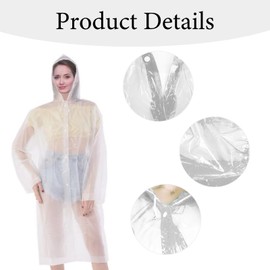 2Pcs Rain Poncho Waterproof Adult,140G Disposable Rain Ponchos Adult Waterproof Festival Poncho Clear Raincoat with Hood and Sleeves Portable EVA Plastic Ponchos for Men and Women Outdoor Activities