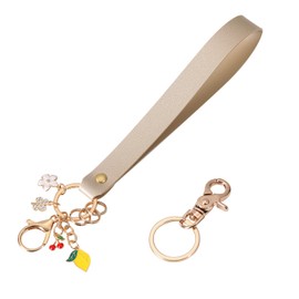 Wilink Keychain Wristlet,Wristlet Keychain for Women,Wristlet Keychain,Wristlet for Keys,Leather Wristlet Keychain (gold color)