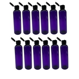 Natural Farms 4 oz Plastic Purple Cosmo BPA FREE Bottles - 12 Pack Empty Refillable Containers - Essential Oils - Hair - Aromatherapy - Black Snap Cap - Made in the USA