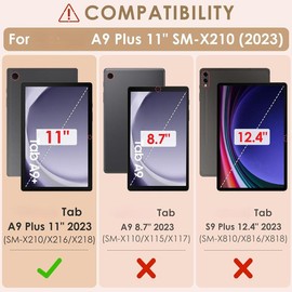 Compatible with Tab A9 Plus Case 11 Inch 2023, with Shoulder Strap & Stylus Pen, Soft Silicone Multi-Angle Case for Tab A9+ Tablet SM-X210/X216/X218, Rose Red & Purple