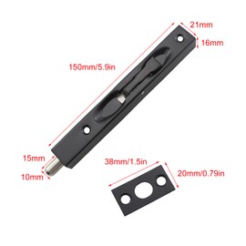 Guifeng 2PCS Black Double Door Square Latch 6inch Stainless Steel Security French Door Latch with Hardware Metal Flush Latch Bolt for Home Doors Fixed Composite Doors French Doors Patio Doors