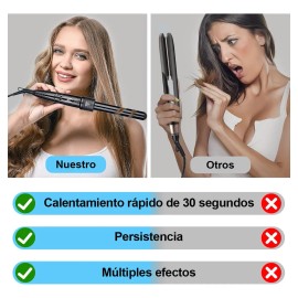 Rizadoras De Cabello Ferros Profesionales 19-25mm 3en1 150C-210 C CIntercambiable Cerámica Con Guantes Calentamiento Rápido 30S Color Negro Salón Belleza