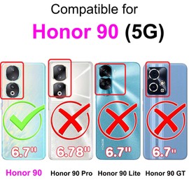 TOMYOU Honor 90 5G Case, PU Leather Wallet Book Flip Folio Stand View Cover Pouch - Blue