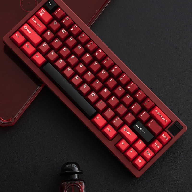 PBT Keycaps Set 164Keys Cherry Profile Red Black Keycaps 60%