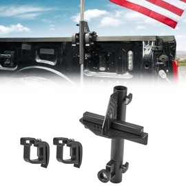 JOYTUTUS Truck Bed Flag Pole Mount, Full Size Pickup Truck Bed Side Rail Flagpole Bracket, No Drilling Fits Up to 1.25 Inch Diameter Flagpole