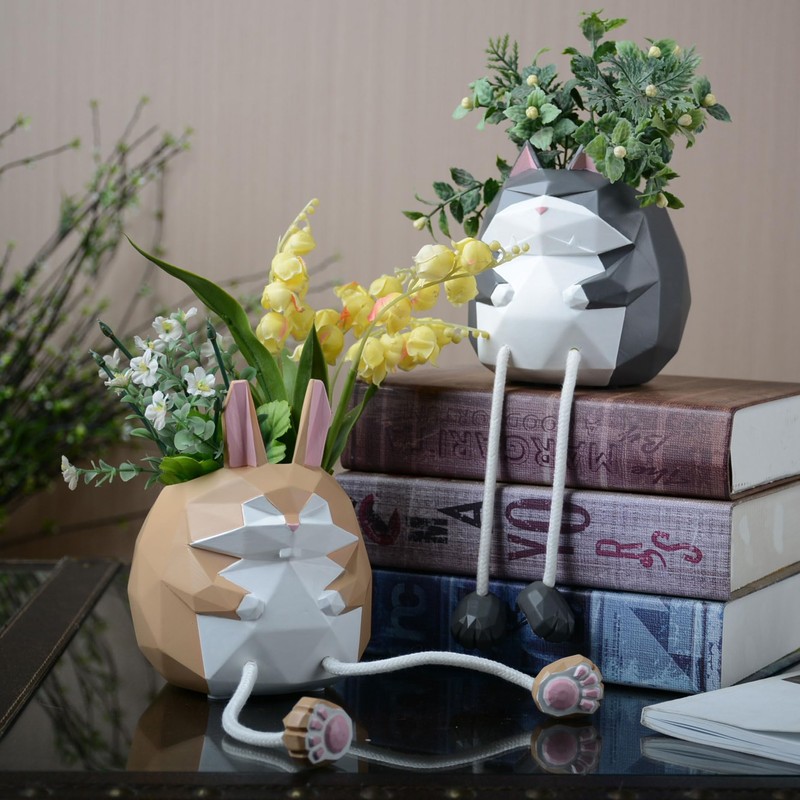 HAUCOZE Animal Planter Succulent Pots Flower Gifts Cat Sculpture Decor