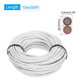 sourcing map 2 Core 18AWG Duplex Marine Cable 50 Ft Tinned Copper Insulated Boat Cable with PVC Jacket for Automotive Boat Marine Speaker