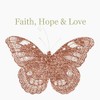CafePress Faith, Hope, Love Peach Butterfly Folded Greeting Cards (10-pack)