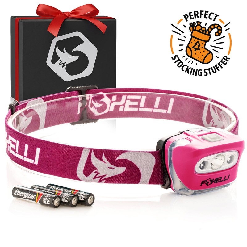 Foxelli LED Headlamp Flashlight for Adults & Kids, Running, Camping,