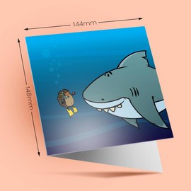 1 x Greeting Card Scuba Diving Hedgehog Shark - Blank Birthday Celebration Anniversary #15624