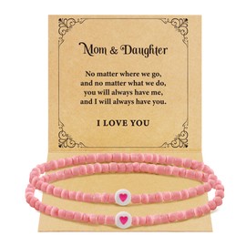 BAYLAY Mother Daughter Bracelets Set of 2,Mommy and Me Matching Bead Bracelet, Mothers Day Birthday Gifts For Mom