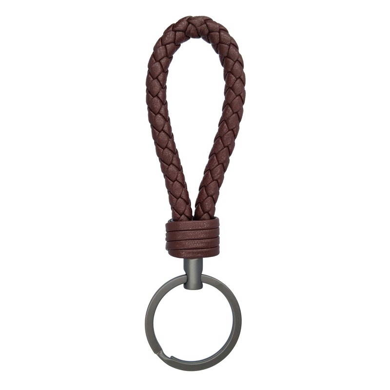 LABEN Key Chain Lambskin Handwoven Genuine Leather Keychain - Brown