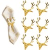 Christmas Gold Reindeer Napkin Rings, 6 Pcs, Deer Head Napkin