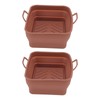 2 Pcs Silicone Air Cooker Pot with Handle Rectangular Fryer