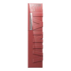 Maybelline Labial líquido brillante Superstay Vinyl Ink Tono Peppy, 4.2ml - Dura hasta por 16H, brillo instantáneo sin grumos, sin transferencias
