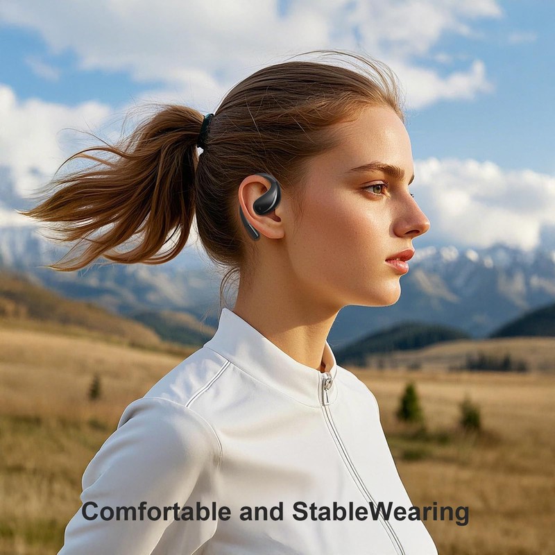 Psadhi Open Ear Clip Wireless Earbuds Bone Conduction Headphones, Bluetooth