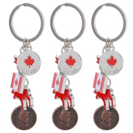 Keychains Canada Key Chains Rings Men Women Decorations Keyring Purse Handbag Backpack Bag Charm Pendant 4pcs (Style 1+2 Each 2PCS), Style 2, 11*3CM
