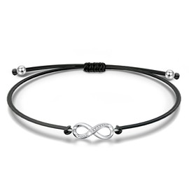 MVOLEGDE Unendlichkeitszeichen Armband,Armband Damen,Verstellbar Armbänder Damen,Handgeflochtene Infinity Armbänder Schmuck,Armkette Frau Schmuck,Geschenke für Frauen,Einfacher Modeschmuck(Silber)