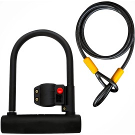 Bike Lock with Key and Cable Bike U Lock U-Lock for Bicycles 2mm