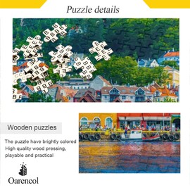 Oarencol Bergen Norway House Lake Mountain Jigsaw Puzzle 1000 Pieces Puzzles for Adults DIY Gifts