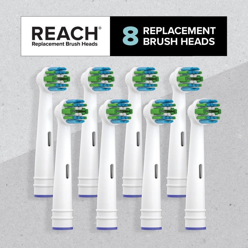 REACH Universal Replacement Toothbrush Heads, Fits Oral-B Electric Toothbrushes, 8
