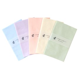 KOMESICHI Iroha Color Plain Tenugui 5-Piece Set, 100% Cotton, Made in Japan, Anti-fray Treatment, 34.3 x 13.0 inches (87 x 33 cm), F Pattern