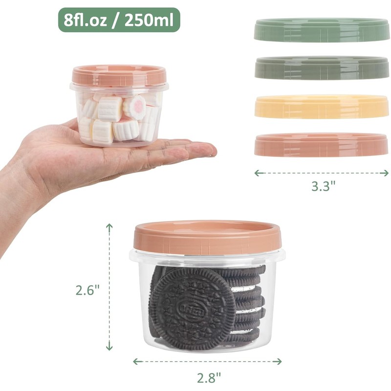 8 Oz Small Food Containers with Lids, 24 Pack, 1-Cup