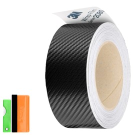 EZAUTO WRAP 2 inches x 75 Feet Carbon Fiber Black 3M 2080 Vinyl Wrap Kit for Black Out Chrome Delete Window Trim Door Trim with Tool Kit