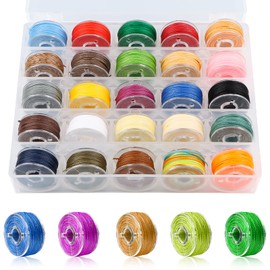 25 Rolls Round Waxed Cotton Cord, Polyester Cord, Waxed Cotton Cord Set, Colourful Cotton Yarn, Jewellery Band, Cord for Jewellery Making, Leather Sewing Handcrafting (0.55 mm)