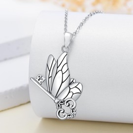 PROESS Butterfly Key Necklace 925 Sterling Silver Butterfly Necklace Key Pendant Vintage Jewelry for Women Men