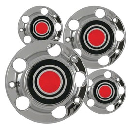 Fuel Rider Set of 4 Chrome w/Red Insert, ABS Center Caps Designed for 90-95 Ford F150