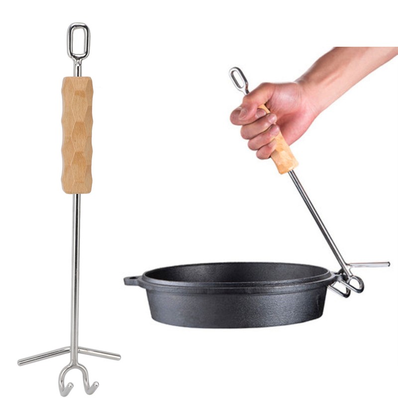Dutch Oven Lid Lifter Tool Camp Cast Iron Pot Non